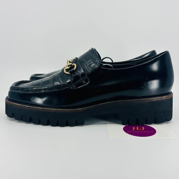 Intentionally Blank Women's HK-2 Croc Embossed Horsebit Lug Sole Loafers Size 9 - Picture 5 of 11